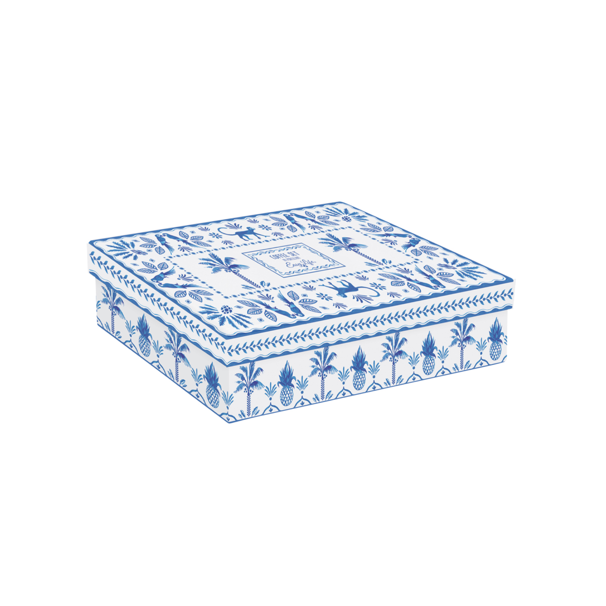 Caja de regalo cerrada del set de tazas Exotic Vibes azul