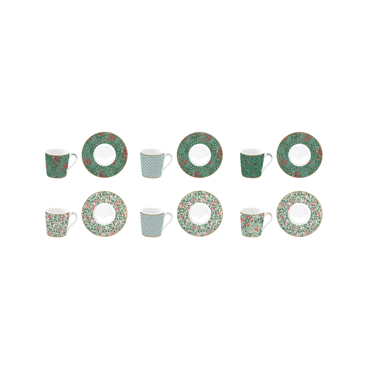 Set Floral Fantasy – 6 Tazas de Porcelana Italiana