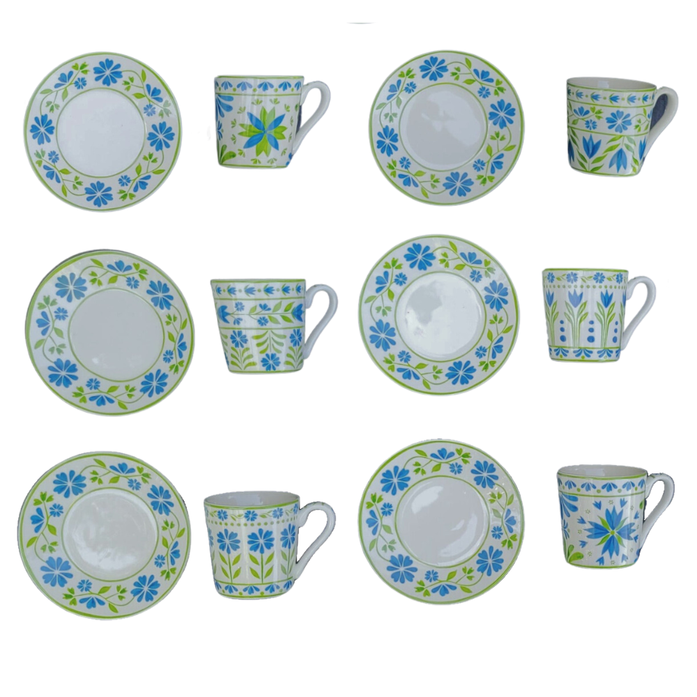 Set Flower Garden – 6 Tazas de Porcelana Italiana