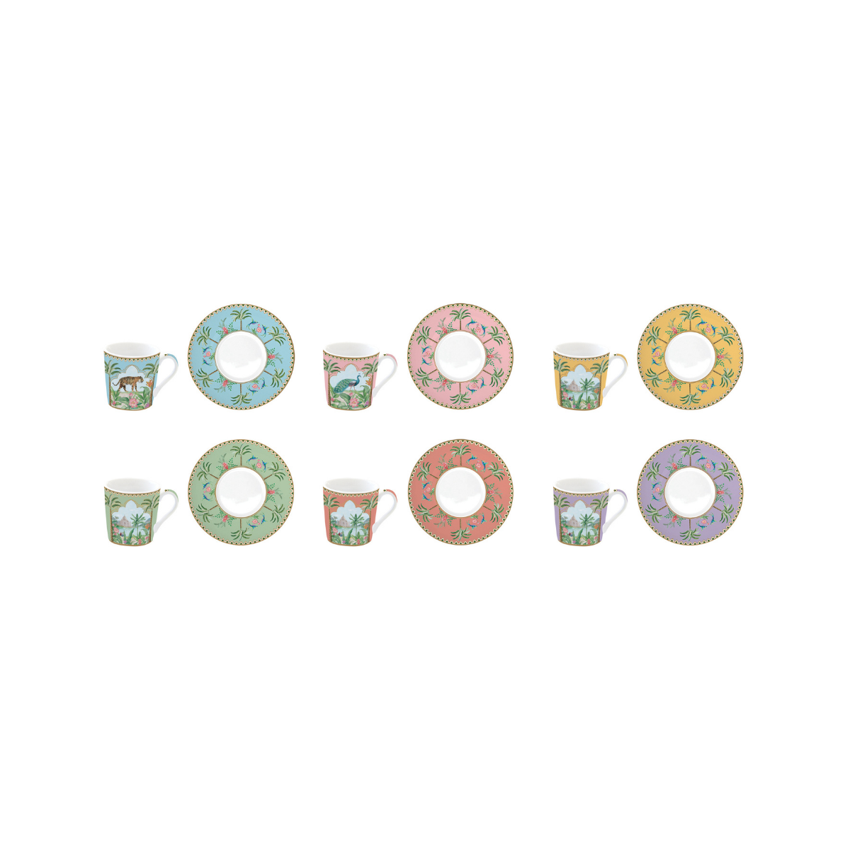 Set Paradis Sauvage – 6 Tazas de Porcelana Italiana
