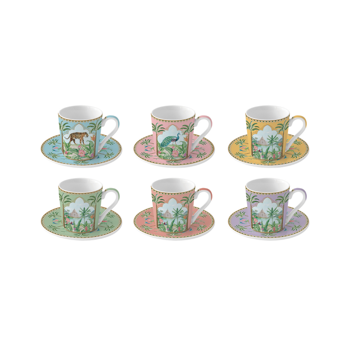 Set Paradis Sauvage – 6 Tazas de Porcelana Italiana