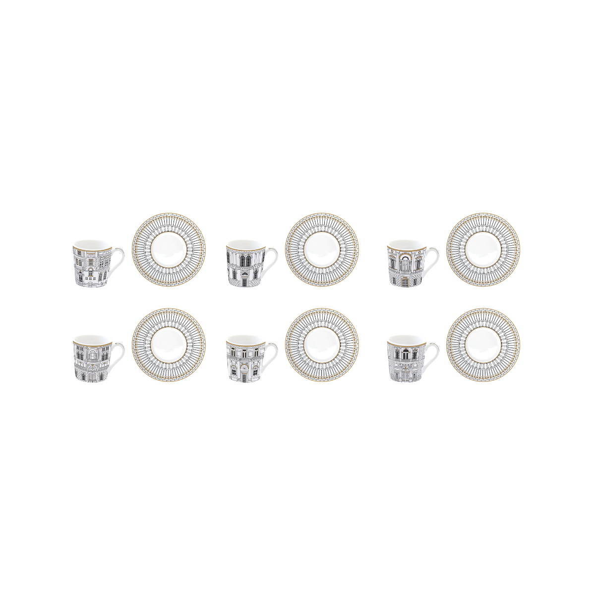 Set Palazzo – 6 Tazas de Porcelana Italiana