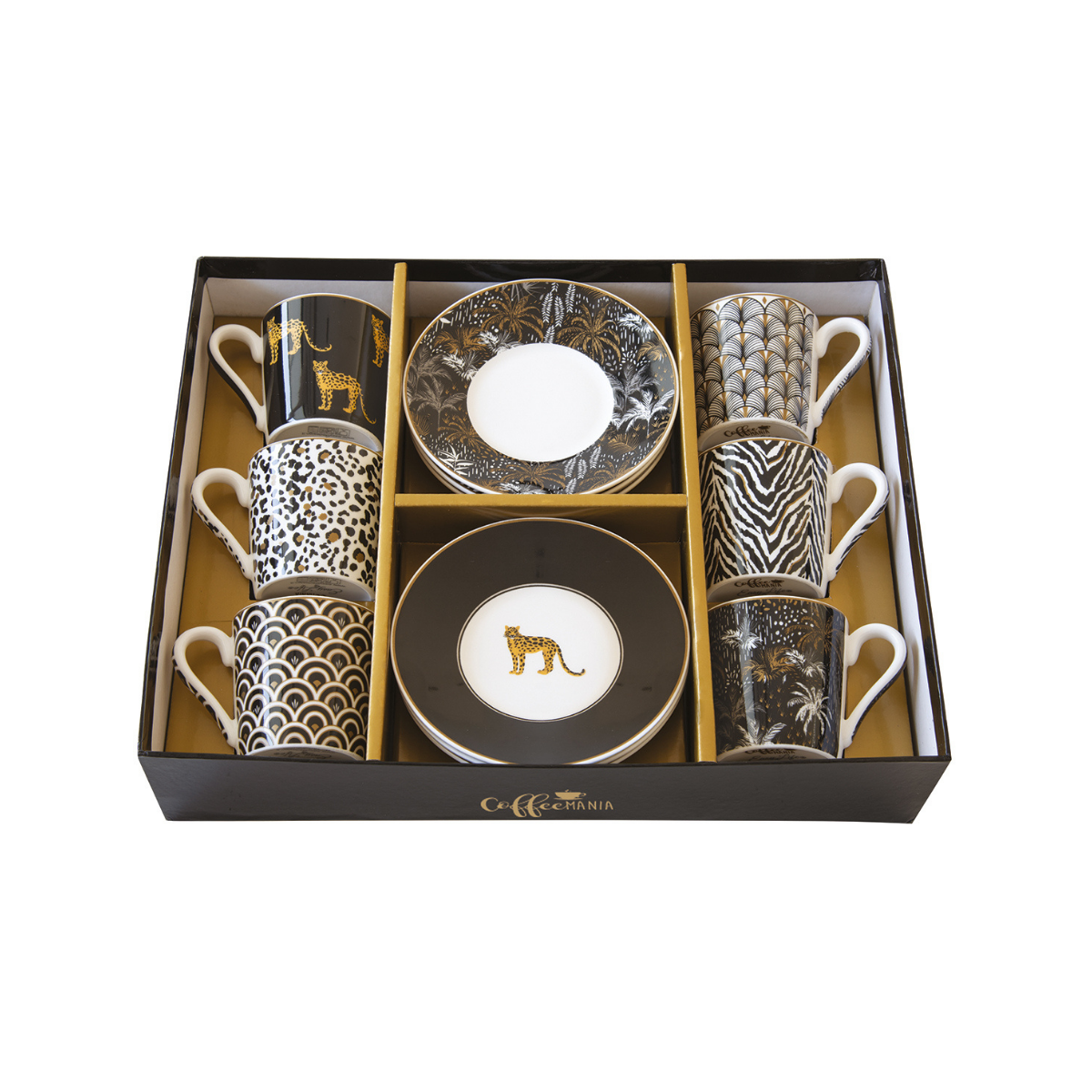 Set Coffee Mania Savana – 6 Tazas de Porcelana Italiana