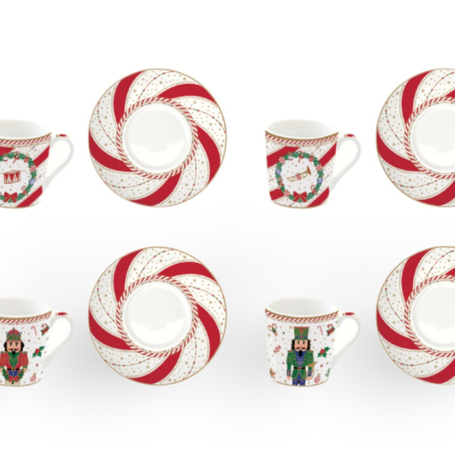 Set Nutcracker Twist - 6 Tazas de Porcelana Italiana