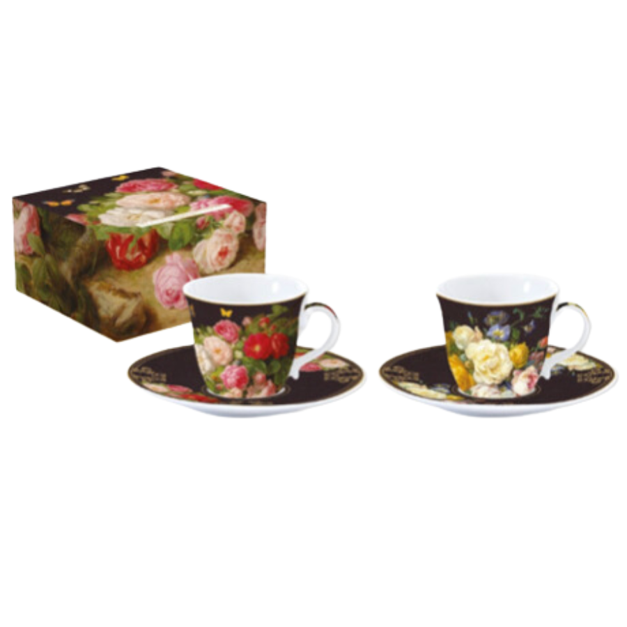 Set Victorian Garden - 2 Tazas de Porcelana Italiana