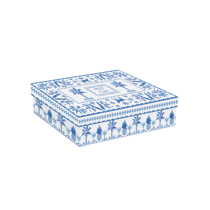 Caja de regalo cerrada del set de tazas Exotic Vibes azul