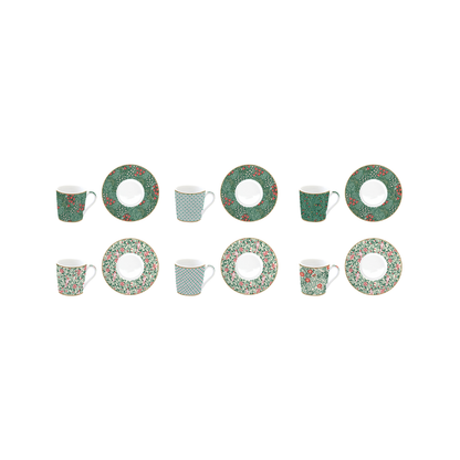 Set Floral Fantasy – 6 Tazas de Porcelana Italiana