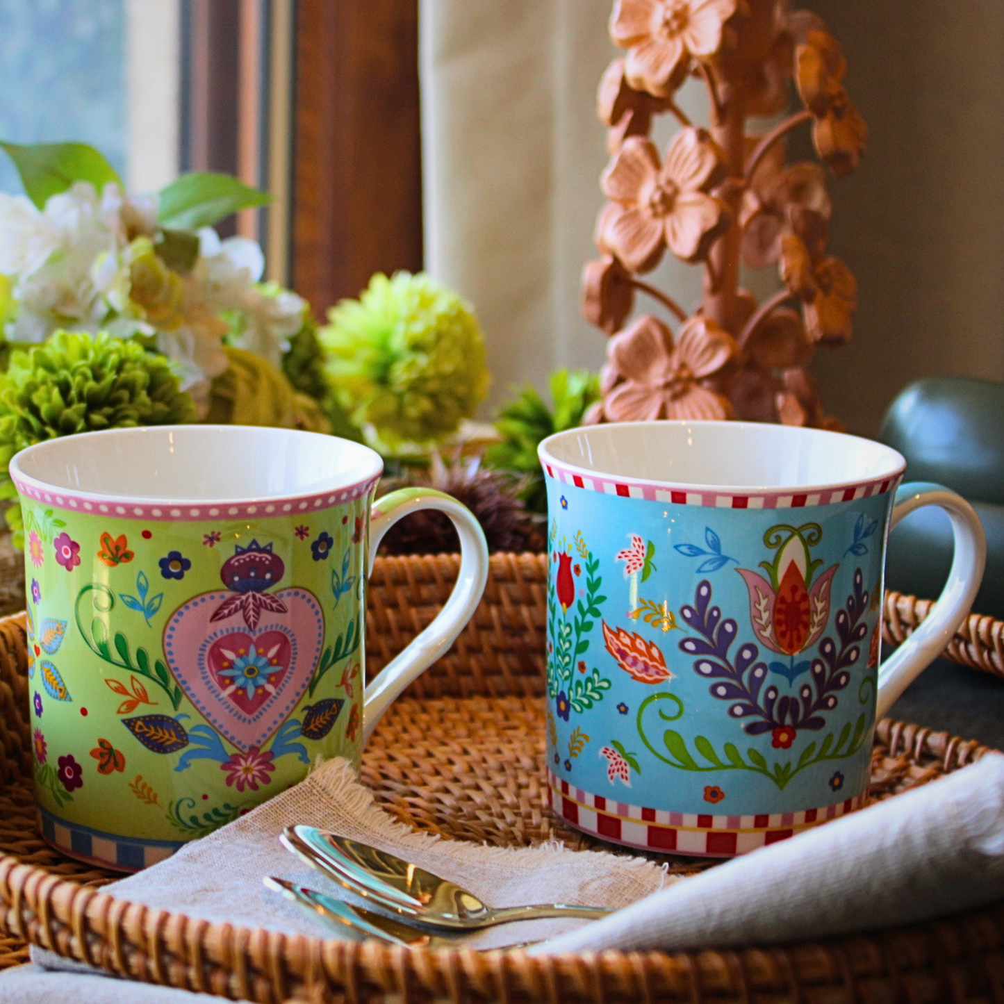 Set Spring Folk - 2 Tazas de Porcelana Italiana