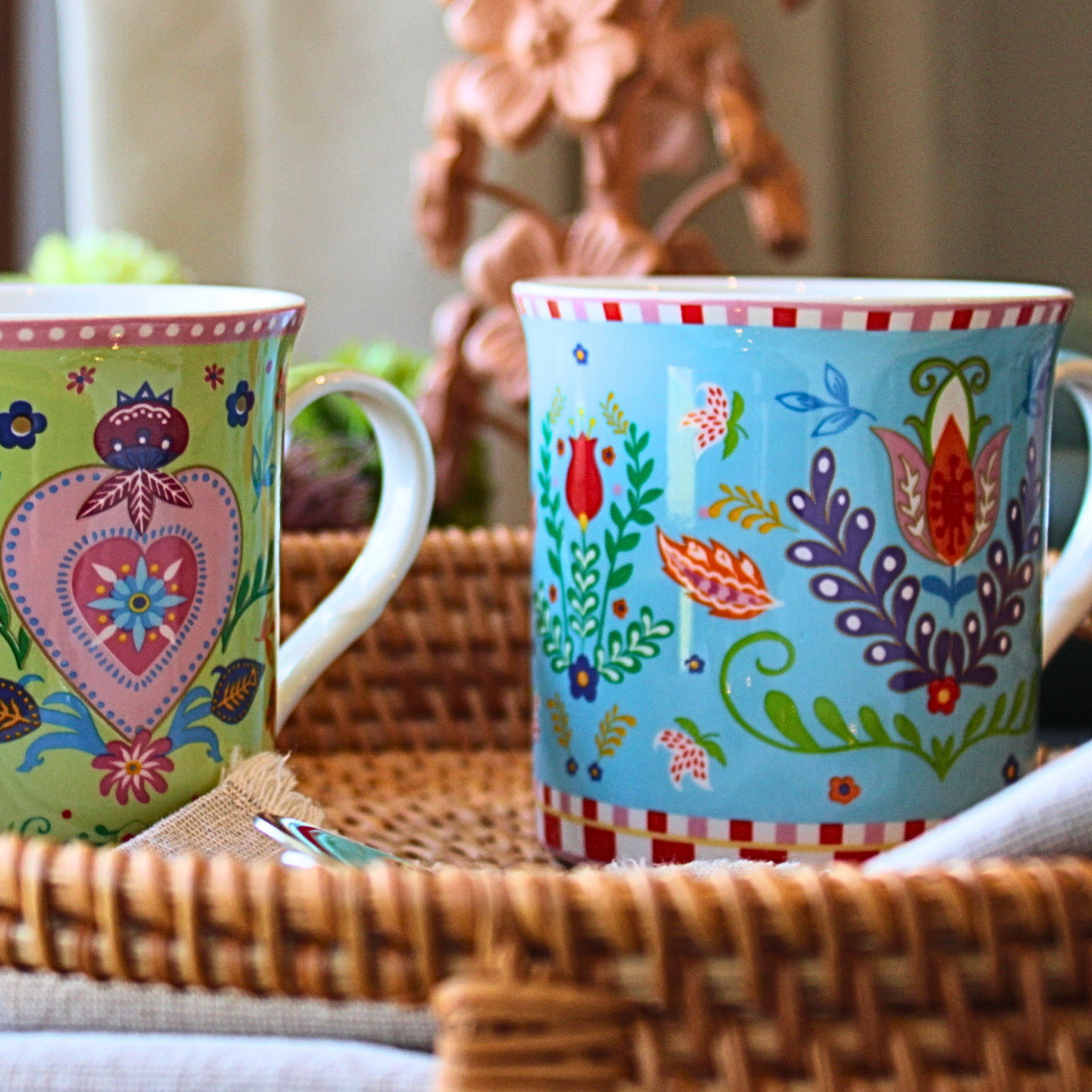 Set Spring Folk - 2 Tazas de Porcelana Italiana