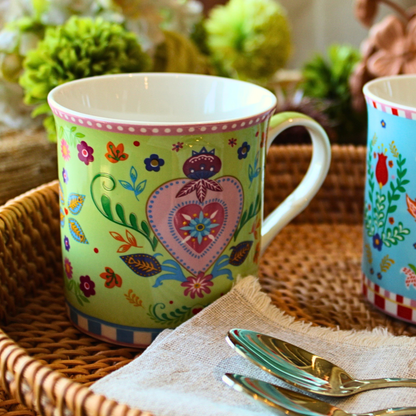 Set Spring Folk - 2 Tazas de Porcelana Italiana
