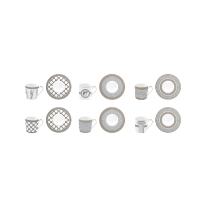 Set Palladium – 6 Tazas de Porcelana Italiana