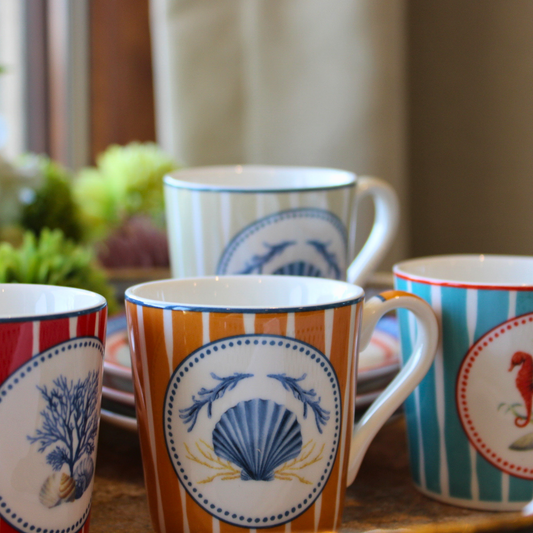 Set Sea Breeze - 6 Tazas de Porcelana Italiana