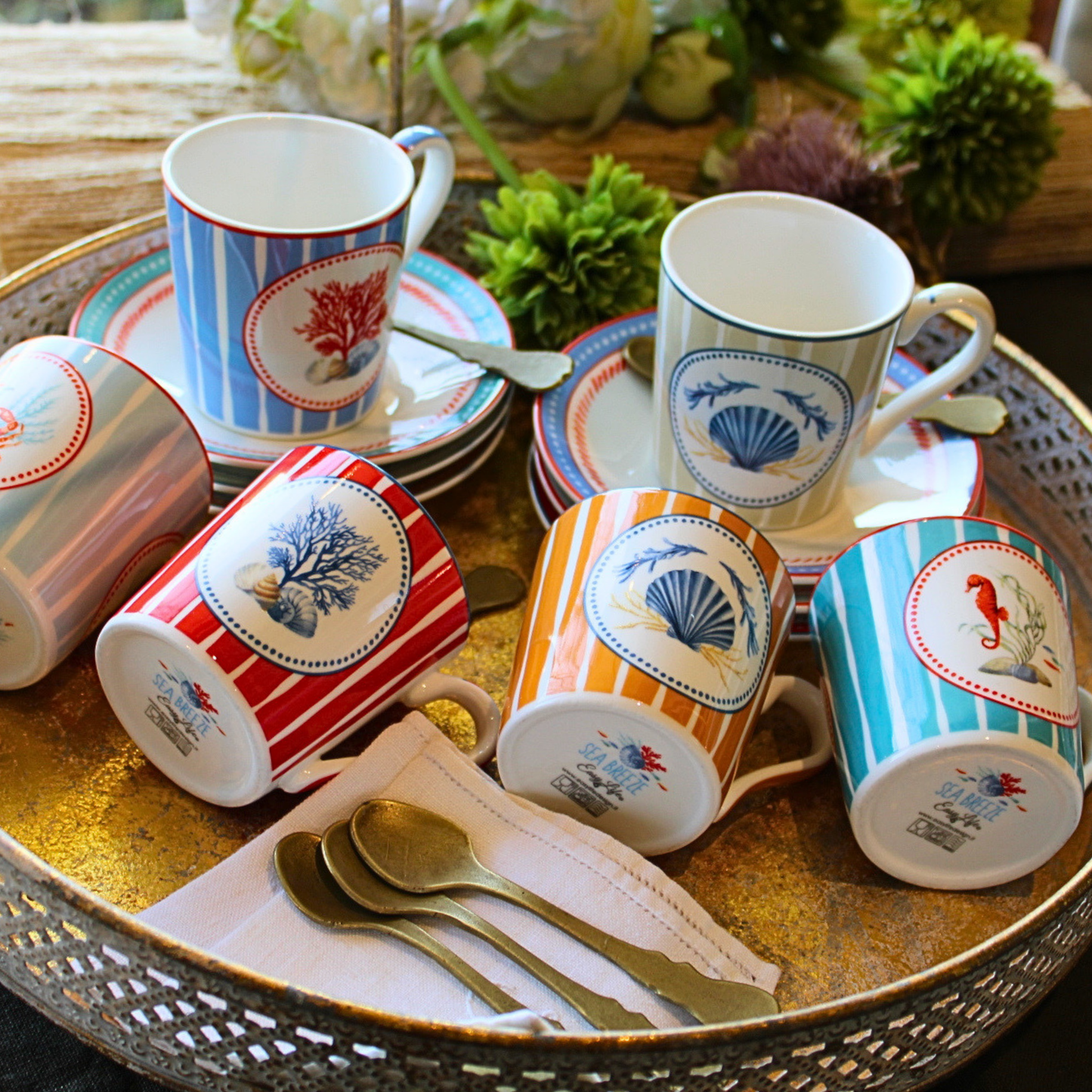 Set Sea Breeze - 6 Tazas de Porcelana Italiana