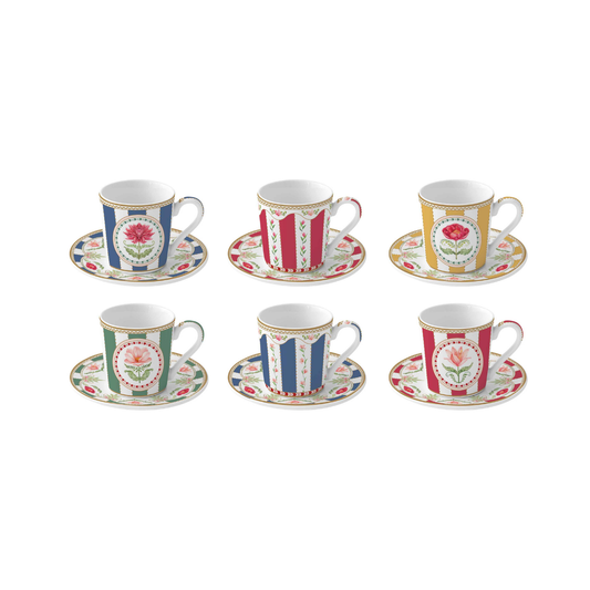 Set Flowery – 6 Tazas de Porcelana Italiana