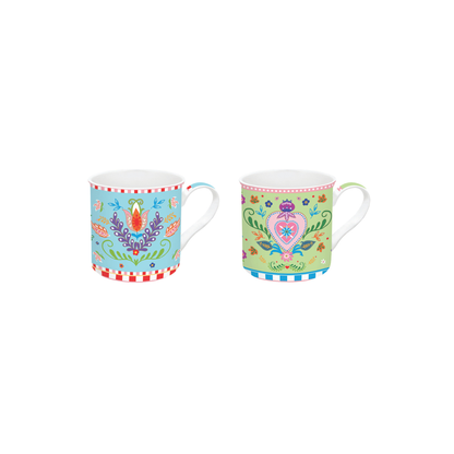 Set Spring Folk - 2 Tazas de Porcelana Italiana