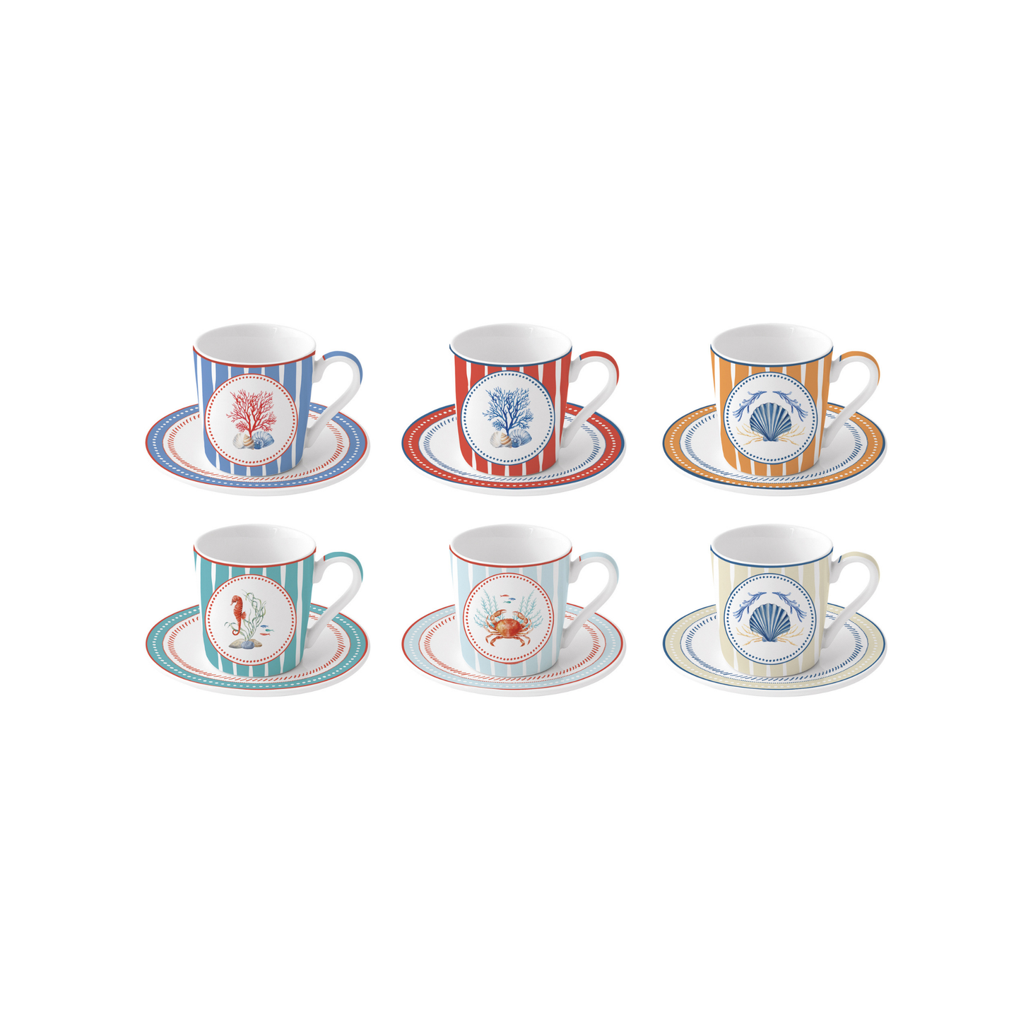 Set Sea Breeze - 6 Tazas de Porcelana Italiana