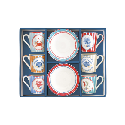 Set Sea Breeze - 6 Tazas de Porcelana Italiana