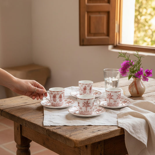 Set Exotic Vibes Tangerine – 4 Tazas de Porcelana Italiana