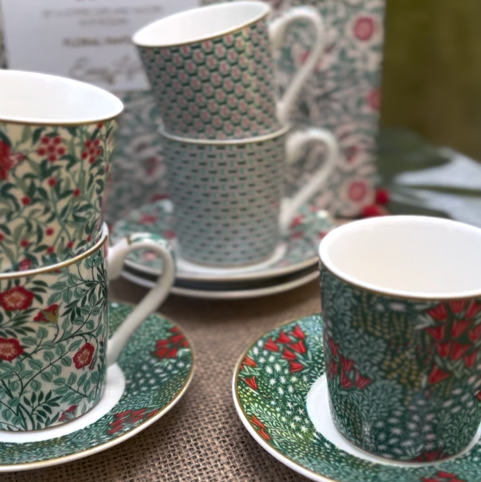 Set Floral Fantasy – 6 Tazas de Porcelana Italiana